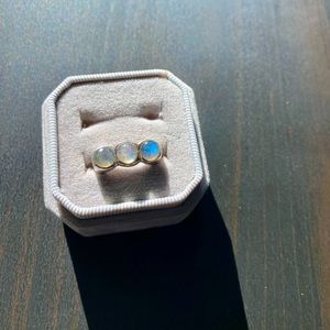 Rainbow moonstone sterling silver ring
